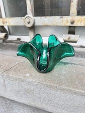 VASO FAZZOLETTO VERDE SMERALDO 70s VETRO MURANO VENINI ITALIAN DESIGN GLASS VASE