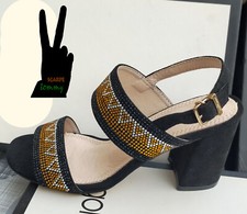 SANDALI DONNA 35  TACCO nero