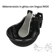 ABBEVERATOIO CON LINGUA INOX NERO GHISA PER CAVALLI VITELLI BOVINI VACCA