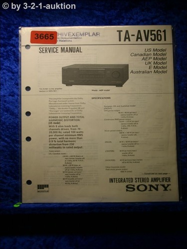 Sony service manual av561 - sony, ta