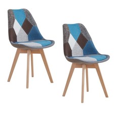 2x Sedie da Pranzo Nordiche Cucite in Tessuto per Soggiorno Cucina Studio Blu