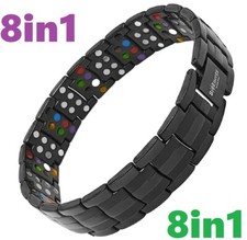 ACCIAIO TITANIO Bracciale Energia Magnetica Bracciale Potenza Bio 8in1 Bio