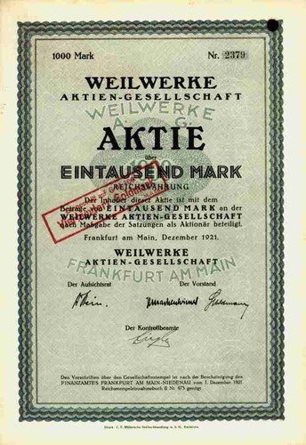 Weilwerke francoforte 1921 - francoforte,