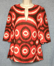 Top tunica Tory Burch misto lino 2 fili metallici scollo a V dichiarazione artistica