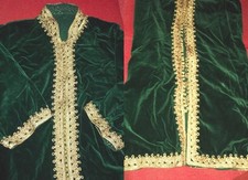 ABITO ETNICO DA DONNA KAFTANO IN VELLUTO VERDE SMERALDO.