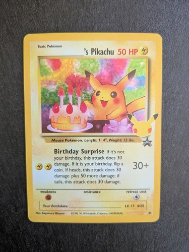 Birthday pikachu holo - birthday,