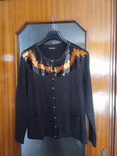 Cardigan grigio con bottoni e paillette donna