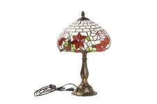 Lampada con vetro Tiffany colorato base in stile liberty in lega di alluminio