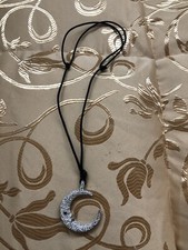 Collana Donna Luna Ragazza Strass Elegante Bambina Cordone Laccetto Nero