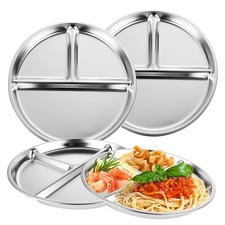 Confezione da 3 Piastre Divise in Acciaio Inox, Controllo Porzioni a 3 Scomparti, 9Inch6949