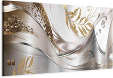 Quadro Astratto 150X50 Cm 1 Pezzo - Stampa Su Tela Strutturata XXL Grande - Quad