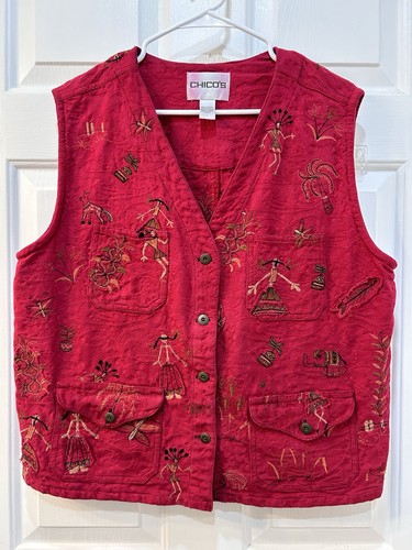 Gilet tribale nativo rosso