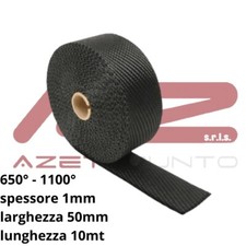 benda termica termoisolante nera per scarichi downpipe auto moto 50mm x 10mt