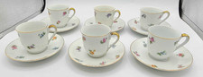 Set 6 tazze e piattini Demitasse Winterling Germany fiori sparsi bordo oro