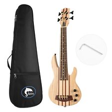Batking Ukulele Basso Elettrico Neck-thru Fretless Senza Tasto Solo Fret Line W/B