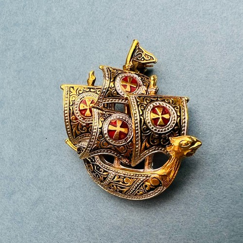 Spilla damascata vintage - , nave
