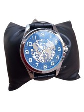 orologio automatico scheletrato da polso mappamondo uomo pelle nero elegante
