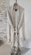 Cardigan Cavalli 40 (DE 36) - lana/alpaca, maglia grossa, modello treccia, bianco crema