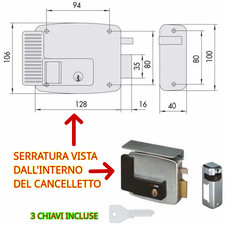 11721-80-1-N7 CISA elettroserratura cancelletti ENTRATA 80 DX destra 3 chiavi