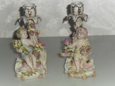INCANTEVOLE E STUPENDA COPPIA CANDELABRI PORCELLANA TEDESCA DI MEISSEN DESDA