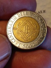 500 Lire 1993 100° anniversario Banca d'Italia Errore Varietà Di Conio Leggi Not