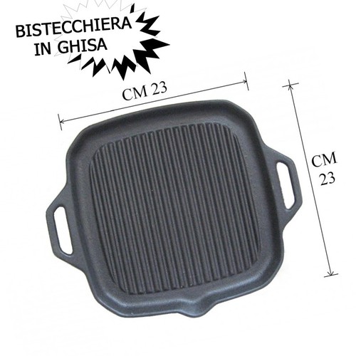 Piastra bistecchiera quadra - quadra, in