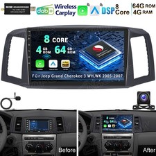 Autoradio 8 core 4+64G Android 15 per Jeep Grand Cherokee 3 WH,WK 2005-2007 DAB+