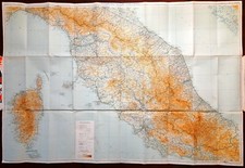 Carta geografica grande ITALIA CENTRALE Touring Club Italiano 1:500.000 del 1951