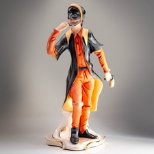 Capodimonte Pantalone Statuina Porcellana Firmata Commedia Dell’Arte 11" Italia