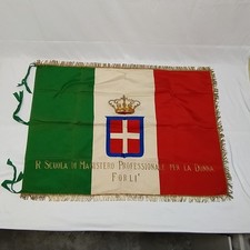 Bandiera da parata tricolore Regno d'Italia Scuola professionale Forlì