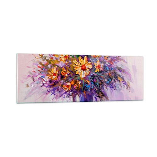 Quadro vetro 90x30cm fiori - su,