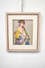 Quadro Dipinto Donna Con Bambino Firmato Voltolina Dimensione 41 X 48 Cm