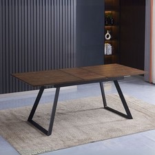 Tavolo allungabile Shelton con piano impiallacciato legno massiccio tinto noce e