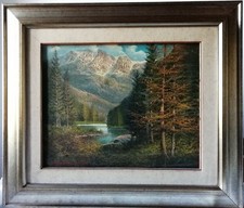 Antonio De Rosa. Olio su tela, paesaggio montano 