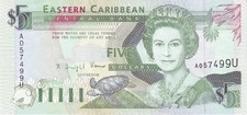EAST CARIBBEAN STATES ANGUILLA 5 DOLLARS ANNO 1993 PICK P26u UNC - FDC