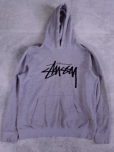 Stussy embroidered grey hoodie - embroidered,