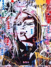 Kino MISTRAL "BRIGITTE JE T'AIME" STREET ART tecnica mista cm.40x30+Coa