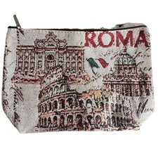 ROMA Italia Souvenir Borsa Donna Cosmetica/Piccola Borsetta Borsa con Cerniera Nuova