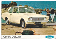 CARTOLINA PUBBLICITARIA ,FORD CORTINA DELUXE   viaggiata 1969