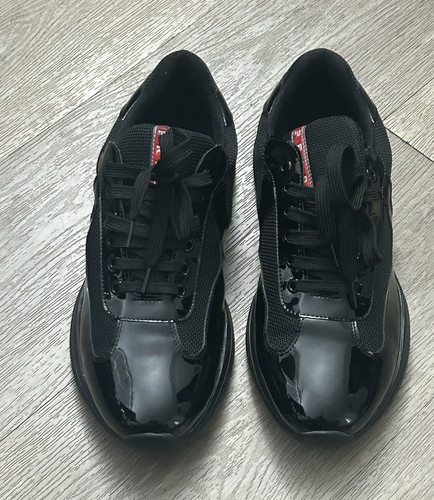 Prada cups calf black red - black/red, low