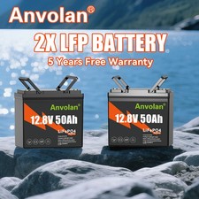 2X Batteria 12V 50Ah LiFePO4 Batteria Litio BMS per Camper Barche Trolling Motore