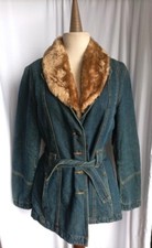 Giaccone jeans imbottito con collo staccabile