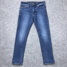 Jeans American Eagle Uomo 30x30 Blu Slim Elasticizzato Sbiadito Lavaggio Scuro Pantalone Denim