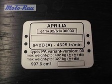 Aprilia SL Falco 1000 targa produttore Type Plate
