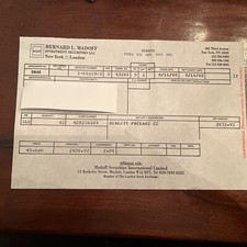 Bernard Madoff Dichiarazione Conferma Esecuzione Commerciale Ponzi Bernie - Non Marcata