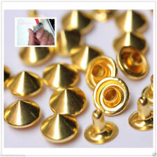 Borchie cono a rivetto 9mm color oro IN OTTONE ANTIRUGGINE + applicatore