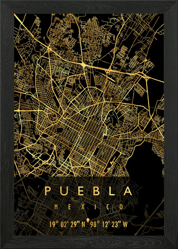 Puebla map messico poster arte - map,