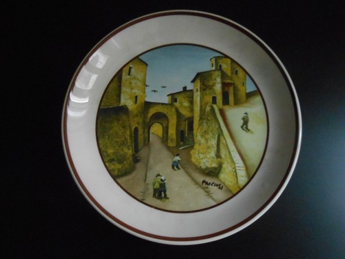 Piatto naif paese ceramica