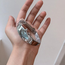 Y2K Orologio Donna A Goccia Blu Acciaio 316l Vintage Bracciale Quarzo Anni 2000 Chic