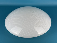 Vintage Lampada Plafoniera 39cm Vetro Murano Spirale Bianca Design 1970